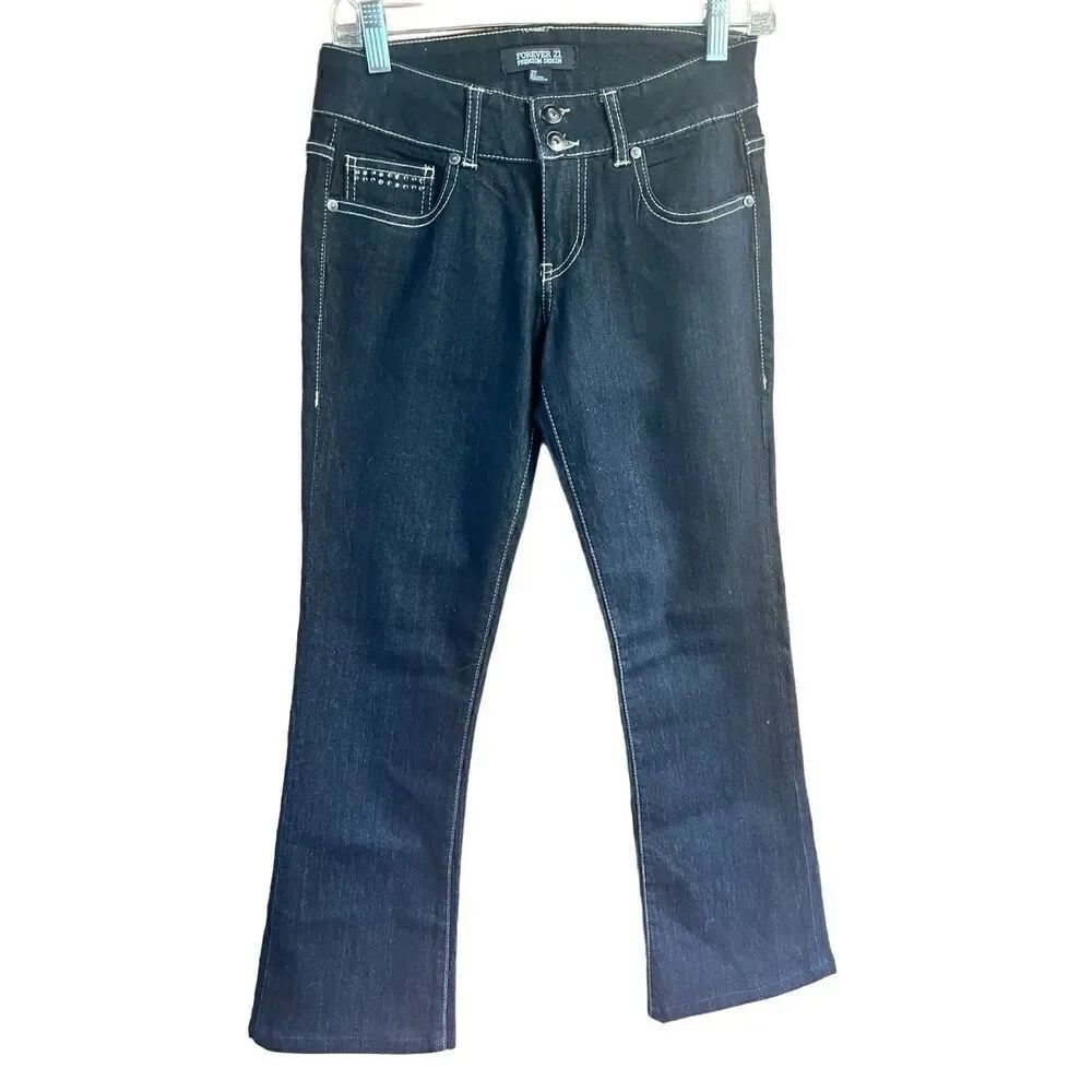 Forever 21 rhinestone Dark Denim Bootcut Jeans Sz 27 NWOT